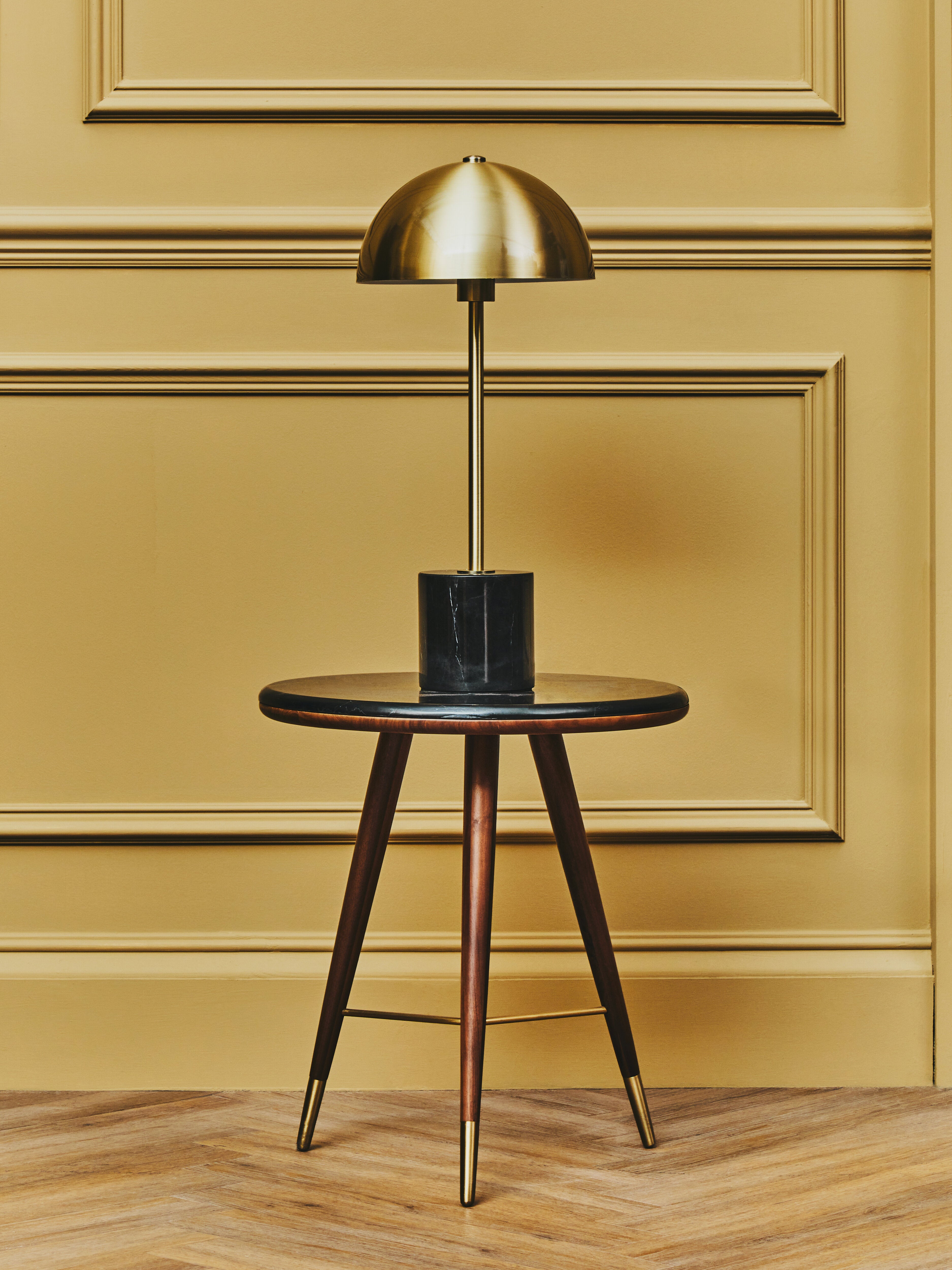 Braden Brushed Brass Table Lamp with Black Marble Base